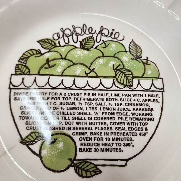 Vintage Royal China by Jeannette Ceramic Pie Pan with Apple Pie Recipe on it 11" - Picture 2 of 7